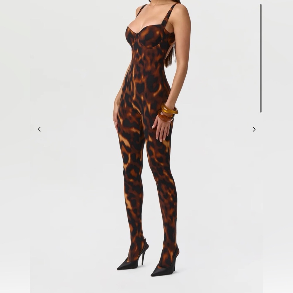 Naked wardrobe Leopard Print Slim Jumpsuit - Brown